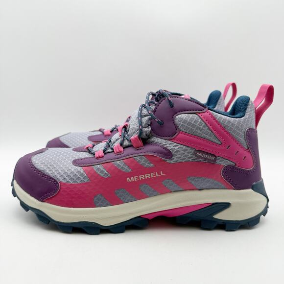 Merrell Kids Moab Speed 2 Mid Hiking Sneakers US 7 M Pink Purple Waterproof NIB - Picture 8 of 12